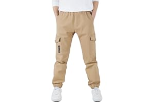 CAMLAKEE Pantalones para Niños, Pantalones Cargo Joggers con Cintura Elastica