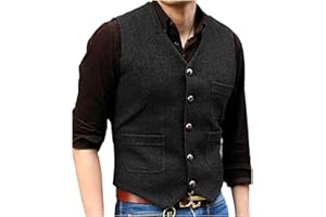 Solovedress Gilet de costume vintage classique en laine pour homme, coupe droite, gilet de costume pour mariage