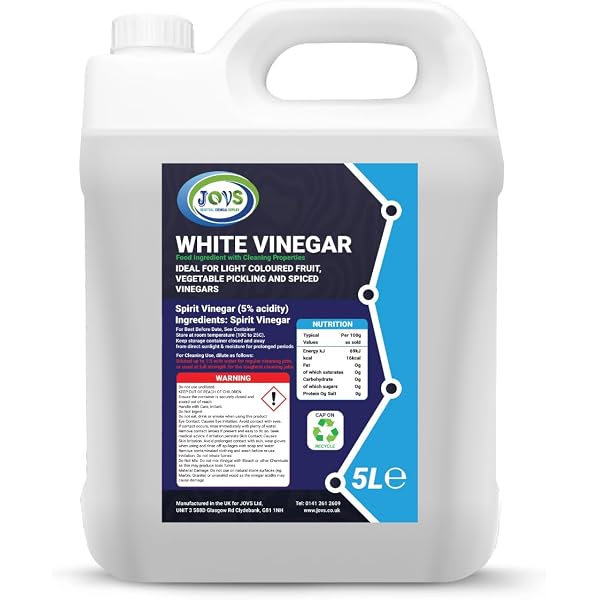 Food Grade White Vinegar 5% – 4 X 5L Bulk Pack – Natural Distilled Vinegar For Pickling, Cleaning & Cooking – Multipurpose Household & Kitchen Use – Vegan, Non-GMO, Eco-Friendly