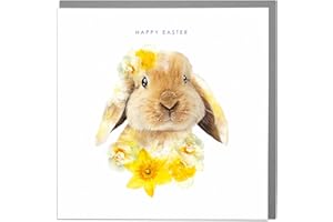 LOLA DESIGN LTD Lola Design - Happy Easter Card - Blank Cards and Envelopes - Lop Ear Easter Bunny