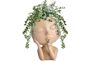 KNONAP Macetas para la cara, macetas de cabeza de resina, macetas con agujero de drenaje, divertido jarrón para la decoración del hogar, para el jardín, suculentas cactus