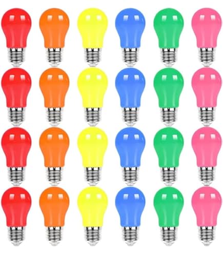 Set van 20 gekleurde 3 W led-gloeilampen, E27 verlichting, gloeilampen, kleurrijke gloeilampen voor bruiloft, Halloween, Kerstmis, party, bar, gemengde kleuren rood, geel, blauw, groen, roze