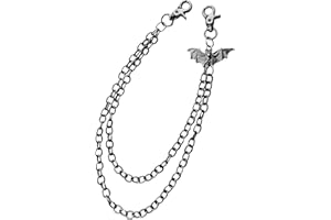 BigTree Jean Chain with Bat Decor Double Waist Chain Punk Hip-hop Style Belt Metal Wallet Chain Neutral Pants Accessories Men Women Cool Accessories Jeans for Workwear Gifts Trousers Key Chain