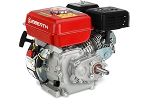 EBERTH 6,5 PS 4,8 kW Benzinmotor Standmotor Kartmotor mit Reduktionsgetriebe 2:1, Benzin Motor mit 20 mm Ø Welle, Ölmangelsicherung, 4-Takt, 1 Zylinder, 196 ccm Hubraum, Antriebsmotor mit Getriebe