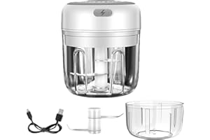 YUSHENG 250 + 100 ml Hachoir à Ail Électrique Chargeur USB Presse-ail Électrique Machine à Ail Électrique Petit Robot Culinaire Pour Aliments Pour Bébé, Poivre Ail Chili Légumes Noix Hachoir/oulin