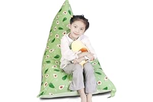 FANCHOSE Kids Bean Bag Cover Only, Stuffed Animal Bean Bag Storage, Large Bean Bag Chair for Teens, 132cm * 79cm Beanbag Chair Cover Without Filling, Inflatable Soft Toy Storage, Green Avocado