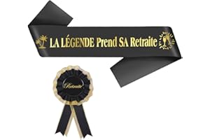 BORISCA Cadeau Retraite Homme, Echarpe Retraite Homme + Corsage Retraite Homme Décoration de Fête Retraite Noir et Or Cadeau Depart Retraite pour Les Célébrations de la Retraite
