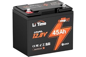 LiTime 12V 45Ah Batteria litio LiFePO4 con Protezione Contro Basse Temperature e 45A BMS, Formato GU1, 4000-15000 Cicli, Batteria LiFePO4 12V per Ricercatore di Pesci, Luci di Emergenza, Campeggio