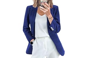 Minetom Velours Côtelé Blazer Femme Élégant Veste de Tailleur Costume Manches Longues Slim Fit Bureau Affaires Manteau Cardigan Blouson