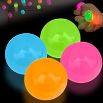 Bolas Adhesivas Glorbs Que Brillan En La Oscuridad, Set De 6 Unidades De 4.5 Cm, Ideales Para Lanzar Y Rebotar, Juguetes Antiestrés Para Niños Y Adultos