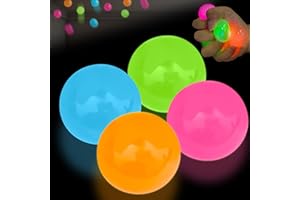 Tylices 4 Pcs Glow in the Dark Sensory Balls, Upgraded Glowing Sticky Balls Stick to The Ceiling, Stress Relief Squishy Ball Toys for Adults & Kids, Stocking Stuffers, Asmr Cool Stuff & Party Favors