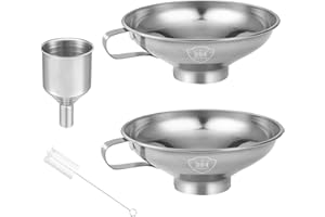 HausProfi Lot de 3 Entonnoirs à Confiture, Entonnoir Inox de Remplissage pour Transfert d'Epices/Liquide/Rhum Arrangé/Jus/Vin/Kefir
