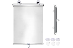 BLGVGKLPNT Suction Cup Roller Blinds for Windows, Blackout Roller Blinds, No Drilling Sunshade Thermal Insulation and Sun Privacy Screens with UV Protection Waterproof Fabric (White,58x125cm)