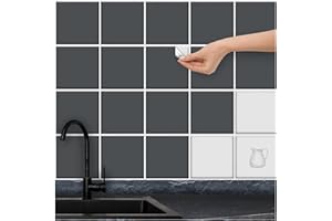 FoLIESEN - Fliesenaufkleber 15x15 cm | selbstklebende Fliesen-Folie für Bad & Küche | entfernbare Klebe-Folie für Wandfliesen Küchenrückwand & Bordüren | 50 Klebefliesen, Anthrazitgrau matt