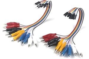 Aoowei 2 in 1 Dupont thread Male to Alligator Clip, 10 Pin Jumper Wire Female to Alligator Clip for Electronic Experiment 20cm