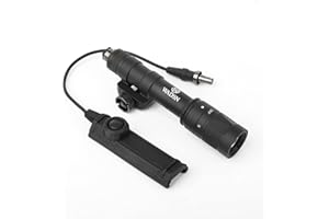 QIRUIMY M600W Lampe de poche pistolet Lampe torche Tactique Airsoft poing à fusil flash à double fonction, lampe de reconnaissance à 600 lumens pour le système ferroviaire Picatinny de 20 mm (noir)