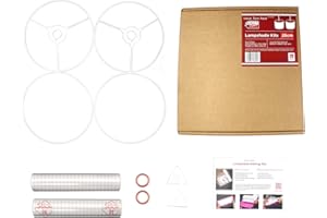 Drum Lampshade Making Kit Twin Pack - Use with Pendant Ceiling Lights, Table and Floor Lamps, Drum Circle Shape Needcraft UK DIY use with Fabric, Textile, Wallpaper of Choice. (White, 25cm)