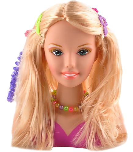 Tête à Coiffer Bella Jamara - 8 Pièces Rose - Cheveux Résistants Pour Jeux De Rôle