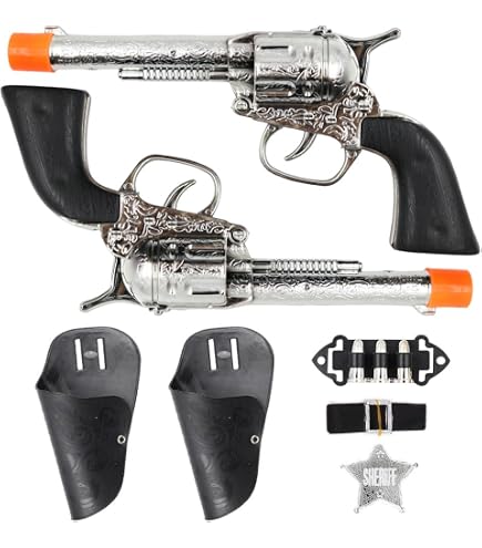 Saier tbo 7 Pièces Cowboy Costume Accessoires pour Hommes, Western Cowboy Fancy Dress Set avec Chapeau Gilet à Pompons Bandana à Boucle Bolo Ceinture Holsters pour Carnaval Cosplay Fantaisie
