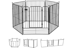 XhuangTech Heavy Duty 6 Panel Dog Play Pen Pet Playpen for Puppy/Rabbit/Duck/Cat Foldable Exercise Pen Indoor Outdoor (6 Panel (80 x 90 cm))