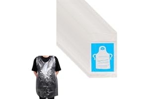 Mikiuly PE Disposable Aprons, Pack of 100 Disposable Aprons Made of Polyethylene, Waterproof Disposable Aprons, Kitchen Apron, Waterproof, Plastic Apron, for Butcher, Food Industry, Kitchen, Painting,