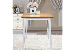 GOLDFAN Small Dining Table Wood Kitchen Table Square Table for Dining Room 70cm, White(Only Table)
