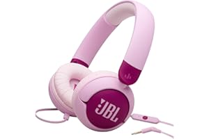 JBL Junior 320, On-Ear-Kopfhörer mit Kabel und eingebautem Mikrofon für Kinder, Safe Sound, niedriger Lautstärke, 12 mm Soft Pad und Sticker-Set, tragbares Design, Lila