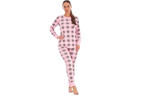 Keanu Ladies Thermal Pyjamas - Buffalo Check Design - Hacci Knit Nightwear Loungewear Baselayer - Red Black Pink - S M L XL
