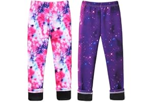 FedMois Leggins Pantaloni Felpati Collant Termici Invernali Bambina Ragazza Confezione da 2