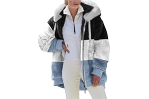 KHIRVWL Offerte Lampo del Giorno Giacca Invernale Pile Donna Taglie Forti Cappotto Sherpa Teddy Giacca Sci Felpa con Cappuccio in Peluche Cerniera Coulisse in Più Colori Cappotti Calda Ampia Confortevole