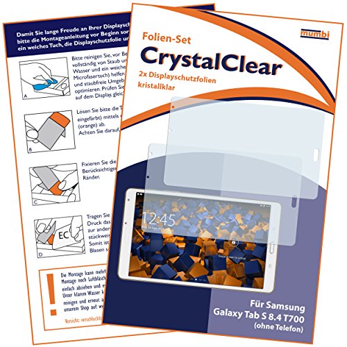 2 x mumbi Schutzfolie Samsung Galaxy Tab S 8.4 T700 Folie Displayschutzfolie (nur T700 OHNE Telefonfunktion) - 2