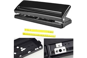 SCHYIDA 6 Fach Locher Verstellbar 6 Fach Papierlocher A5 6 Fach Lochung 6 Loch Desktop Punch 6 Loch Binder Puncher für A3 A4 A5 B3 B4 B5, 6 Blatt Stanzkapazität, Schwarz