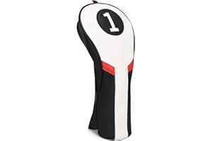 BIG TEETH Copritesta in legno per mazze da golf, per driver/fairway/ibrido/1FH/Iron/putter, in pelle sintetica bianca e nera e rossa