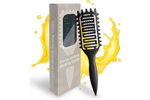 Qufiiry Brosse Cheveux Bouclés, Brosse Demelante Cheveux, Brosse à Boucler pour Cheveux Mouillés Épais Bouclés, Peigne Brosse Coiffante Brushing pour Femmes Hommes Filles, Noir