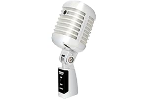 Pronomic DM-66S Microphone Dynamique Vintage pour Chant Micro Vocal Classique rétro (réponse en fréquence : 50-16 000 Hz, boîtier Solide moulé sous Pression) Argent/Blanc