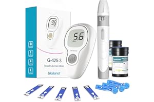 YOUMANG Glucometro Bioland G-425-3 - Kit Completo per il Monitoraggio del Diabete con 50 Strisce Reattive e Lancette, Doppia Unità di Misura (mmol/L/mg/dL), Risultati Veloci e Precisi