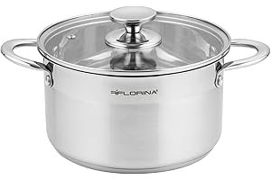 FLORINA Pentola Induzione in Acciaio Inox (6 l) I 24cm di Diametro I Pentola Risparmio Energetico FALCON I Coperchio in Vetro I Scala di Misurazione I Ideale per Tutti i Tipi di Fornelli