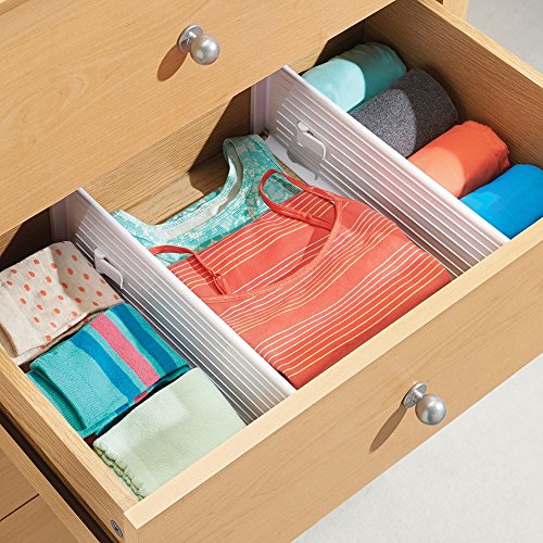mDesign 2er Schubladentrenner – verstellbar – der perfekte Schubladeneinsatz – ideal als Schubladenteiler zur besseren Ordnung – Farbe: Weiß - 3