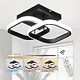 EIDISUNY Dimmable LED Ceiling Light Modern Square LED Ceiling Lamp with Remote Control, 3 Colour Temperature Adjustments, Ceiling Lighting Fixture for Kitchen Bedrooms Hallway Office - 22W Black.