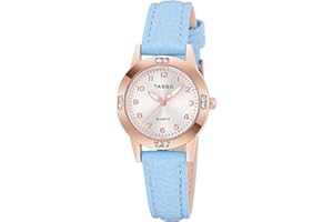 TASGO Women's Leather Quartz Watch Easy Read Watch with Diamond Luminous Waterproof Fashion Wristwatch for Women Ladies Girls