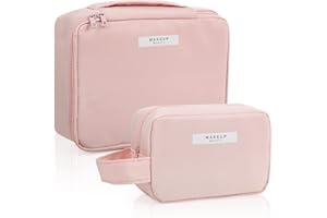 WELLEHOMI 2 Stück Kosmetiktasche wasserdichte Make-up-Tasche Tragbare Schminktasche für Damen und Mädchen(Rosa)