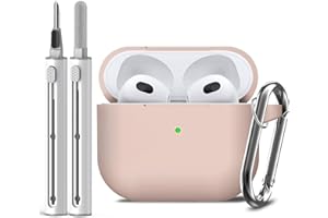 Inesore Kompatybilne z Airpods 3rd Case Cover, silikonowe etui ochronne do słuchawek Apple AirPods 3. generacji z breloczkiem do kluczy i rysikiem do czyszczenia, dla kobiet i mężczyzn (herbata