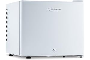 Subcold Aire20 LED Mini Fridge | 20L Small Table Top Model | Quiet Frost Free Fridge for Bedrooms & Hotels | Lockable with Solid door & interior LED light (White)