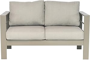 GARDEN STORE DIRECT Wisteria Lane Modern Outdoor Patio Aluminium Furniture Set,Four Colourways, with Sofa, Chairs, Loveseats and Coffee Table, Perfect for any garden (Champagne/Beige, Loveseat)