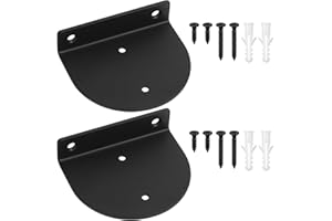 QJKEJI 2 Pcs Floating Shelf Brackets Heavy Duty, Black Wall Brackets for Shelves, Invisible Wall Shelf Brackets, Semicircular Metal Hidden Shelf Brackets for Storage Shelf Bookshelf Support Brackets