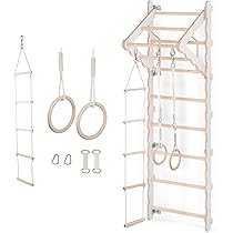 MAMOI® Indoor klimwand kinderen | Turnwand indoor gemaakt van natuurlijk hout (L/XL/XXL) | Klimrek kinderen hout sport | Zweedse ladder modern design | 100% ECO | Made in EU