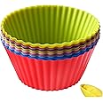 Luoqun88 Silicone Muffin Cupcake Cases, Reusable Non-Stick and Easy Clean Colorful Silicone Cake Cases,7cm Large Cupcake Moulds Baking Cups for Cakes Ice Creams Puddings Jelly(9PCS)