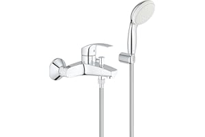 GROHE Eurosmart - Einhand- Wannenarmatur (mit Brausegarnitur, automatische Umstellung Wanne/Brause), chrom, 3330220A