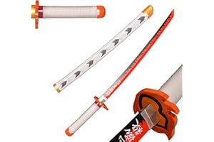 ZNLVZSH Demon Slayer Blade Épée de samouraï en Bois, Anime Cosplay Ninja Sword Props, pour Les Fans de Noël ou d'anniversaire Anime Lovers Jouets décoratifs, 41 Pouces, Rengoku Kyoujurou