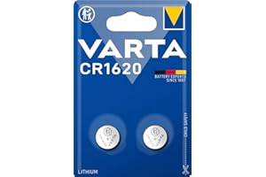 VARTA Piles Bouton CR1620, lot de 2, Lithium Coin, 3V, emballage sécurisé pour les enfants, pour petits appareils électroniques - montres, clés de voiture, télécommandes